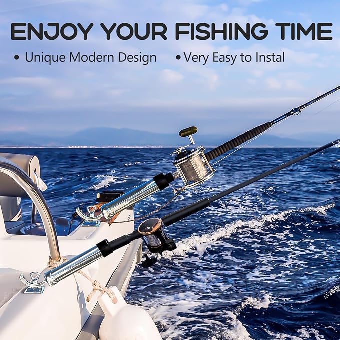 2Pcs Fishing Rod Holder, 360 Adjustable Rod Outrigger, 316 Stainless Steel Fishing Pole Support for Marine Boat Yacht