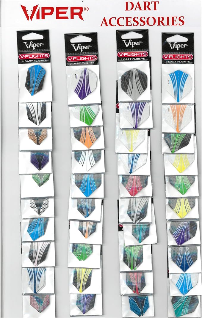 Viper by GLD Products Assorted Dimplex Dart Flights on Display Card: 40 Sets of Mixed (Standard and Slim) Flights, 120 Pieces,One Size,30-9099-01