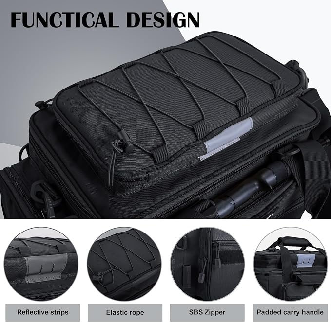 Goture Fishing Tackle Bag with 4PCS 3600 Tackle Boxes | 600D Water-Resistant, Rod Straps, Detachable Bottle Pouch,Waterproof Bottom, Freshwater & Saltwater Gear Storage Fishing Bag