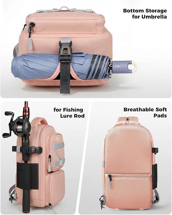 MATEIN Fishing Sling Bag with Lure Rod Holder & Phone Pouch, Waterproof 3600 Tackle Box Backpack with Removable Bait Binder