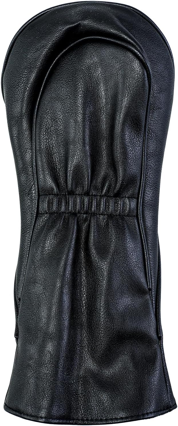 Golf Club Covers – Blackout Leather Driver Headcover, Fairway Wood, 3 Wood, Hybrid, Fits Mallet Blade Putter Head Covers Alignment Stick Cover