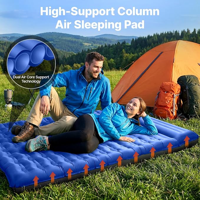 OGERY Sleeping Pad, Ultralight Inflatable Sleeping Pad for Camping with Pillow Built-in Foot Pump, 6" Extra-Thick Reinforced Camping Mattress for Hiking, Backpacking, Tent