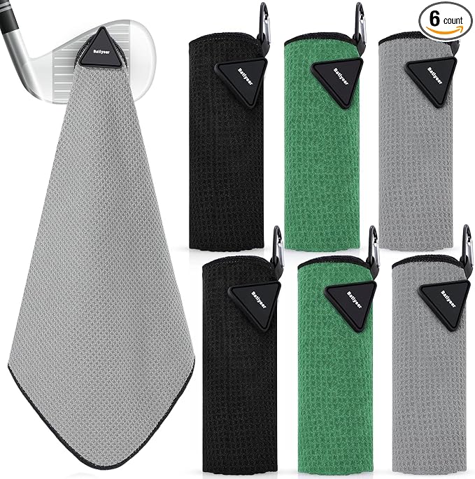 Batiyeer Magnetic Golf Towel Bulk 16" x 16" Microfiber Fabric Towels with Clip Waffle Absorbent Strength Magnet Golf Accessories Ball Cleaner for Carts Men