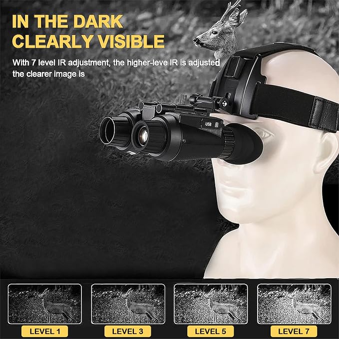 Night Vision Goggles Head Mounted 4K Rechargeable 1312FT Digital Infrared Night Vision Binoculars 8X Digital Zoom Night Vision Scope Can Save Photos/Videos,Lncluding 32GB SD Card (Basic)