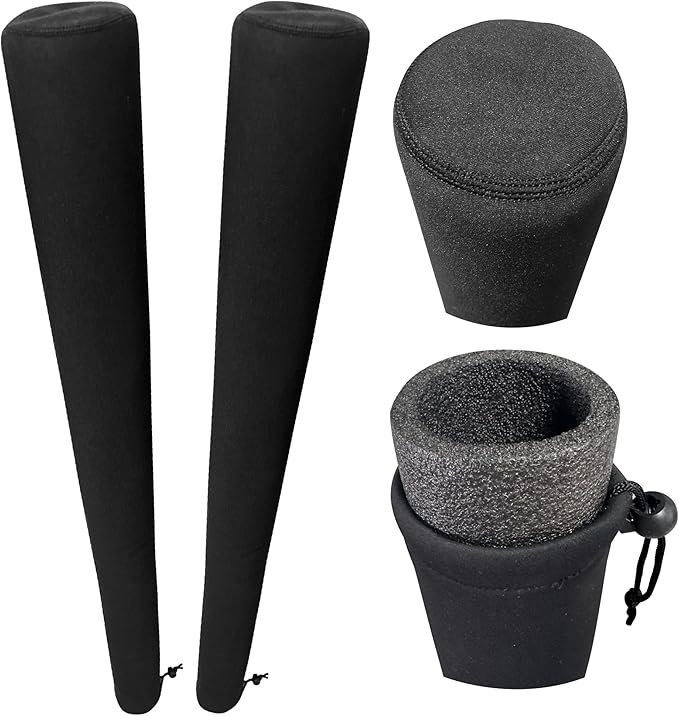 Pair of Boat Trailer Guide Pole Pad and Cover Heavy Duty Canvas Boat Trailer Capped Guide Pole Pad Cover- Black