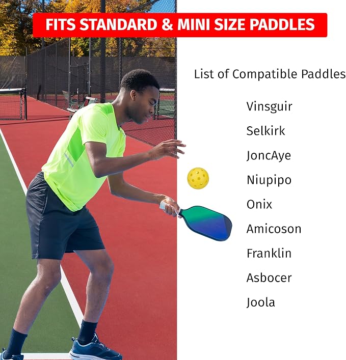 Custom Pickleball Neoprene Paddle Cover w/Inner Net Pockets, Neoprene Case for Rackets, Court Accessories and Game Equipment for Player, Racquetball Case