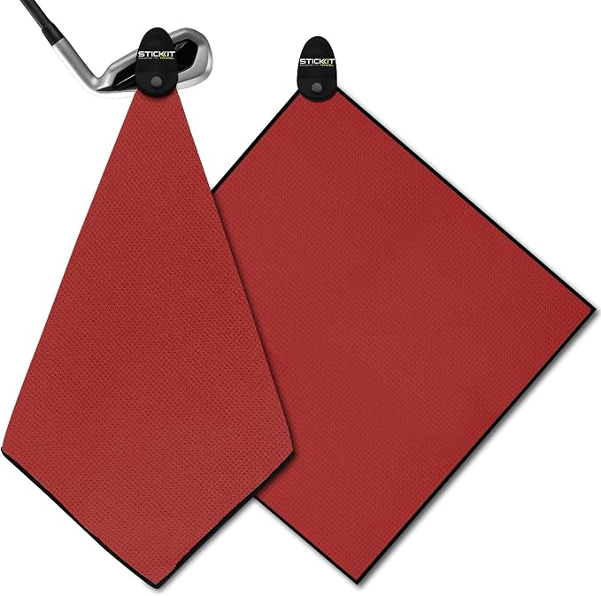 STICKIT Magnetic Golf Towel - Ultra-Absorbent with Waffle Weave Microfiber & Removable Magnet - Golf Towel with Magnet for Bags, Clubs & Carts - Removes Dirt, Grass & Debris from Club Face - 29" x 29"