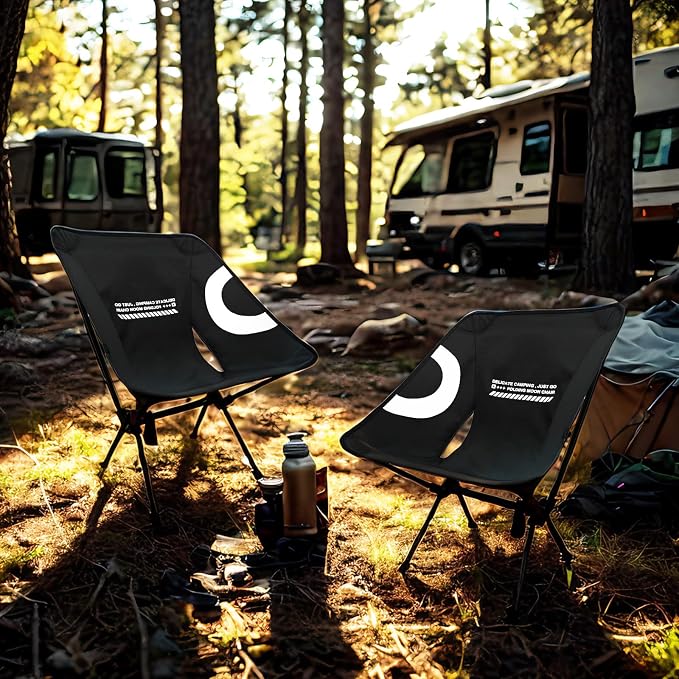 Lightweight Folding Camping Chair for Adults, Heavy Duty 270lbs Capacity Compact Backpacking Hiking Chair – Portable Durable Outdoor Chair with Ergonomic Support (Black)