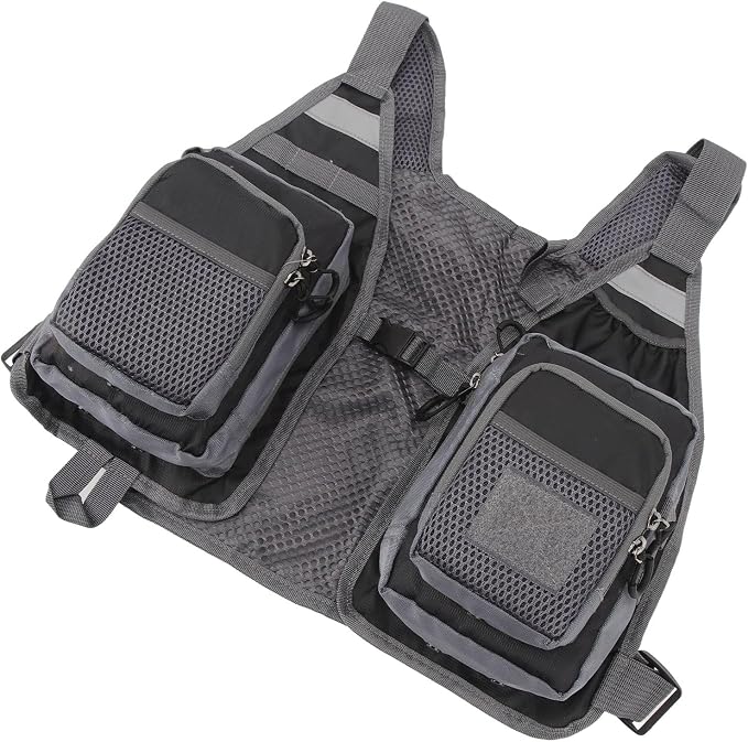 Fly Fishing Vest, Multi Pockets Lightweight Mesh Vest with Adjustable Straps for Men and Women, Breathable Fishing Gear for Trout Travel