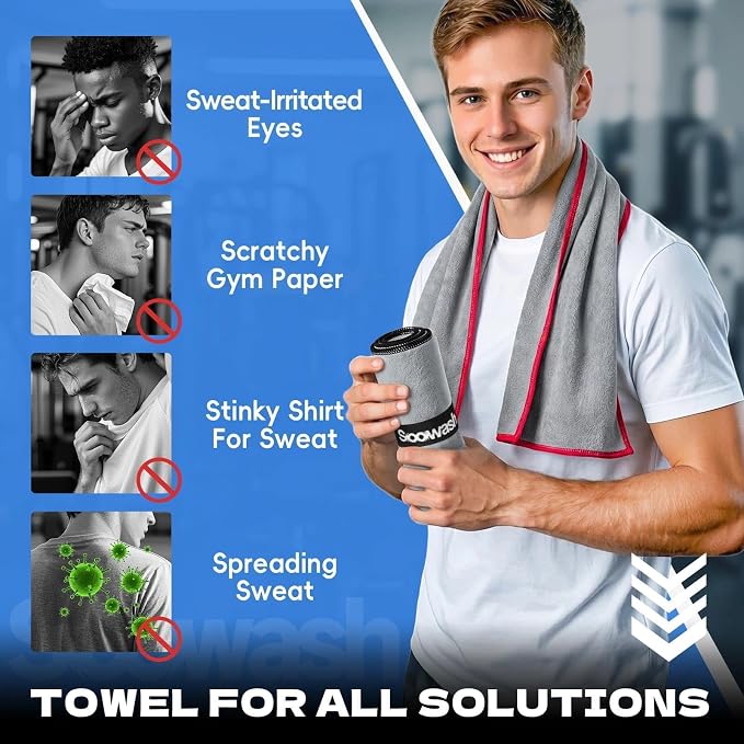 Microfiber Gym Towels for Showering Working Out Quick Dry Negative ions Large Middle Small Sizes Lightweight Gym Towel for Men Women Tennis Sports Towels for Body Hot Yoga Fitness Essentials