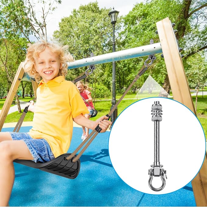 Dolibest Swing Hangers with Bearing - 2 Pack Stainless Steel 304 Swing Hooks for Wood & Metal Beams, Ideal for Hanging Hammocks, Yoga Swings, Porch Swing, Boxing Bag 1500 LB Capacity -7''x M2/5''