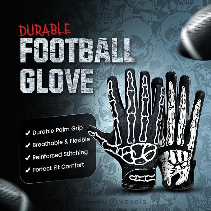 Football Gloves – Super Sticky Receiver Gloves to Boost Grip & Performance for Games & Training – Adult & Youth Sizes