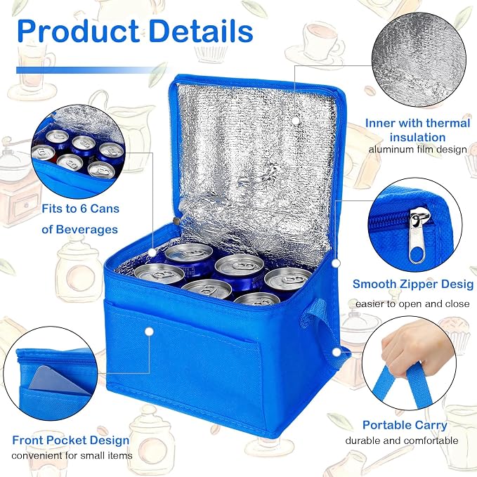 Nuogo 15 Pack Insulated Lunch Bags Bulk, Reusable Cooler Boxes, Leakproof Lunch Boxes Set, Waterproof Thermal Coolers, Insulated Beverage Bag for Women Men Work Picnic Beach (Colorful)