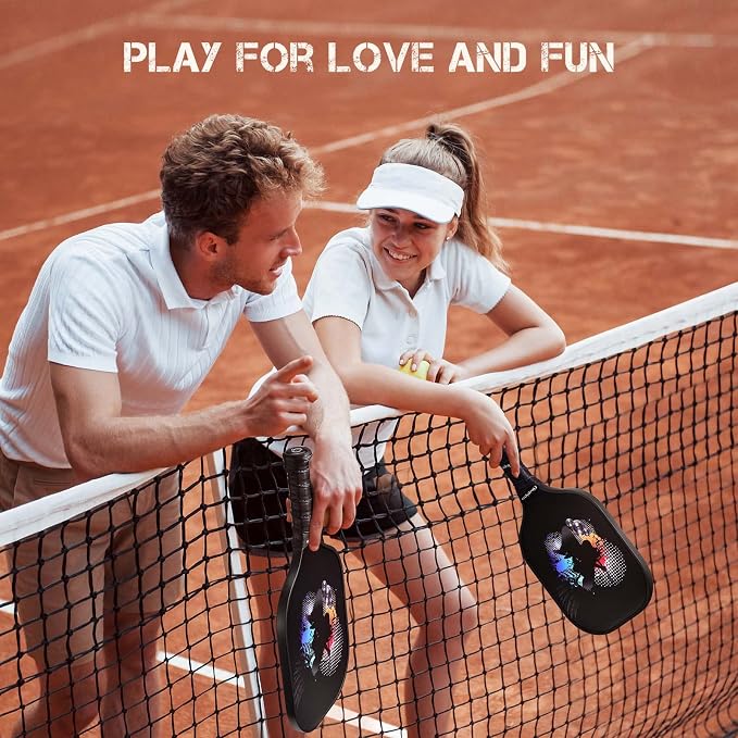 niupipo Pickleball Paddles Set of 2/4/1, USAPA Approved Carbon Fiber & Fiberglass Hybrid, Easy Power, Polypropylene Honeycomb Core, Cushioned 4.72" Grip, Bag/Cover, Pickleball Paddle Set for Men Women