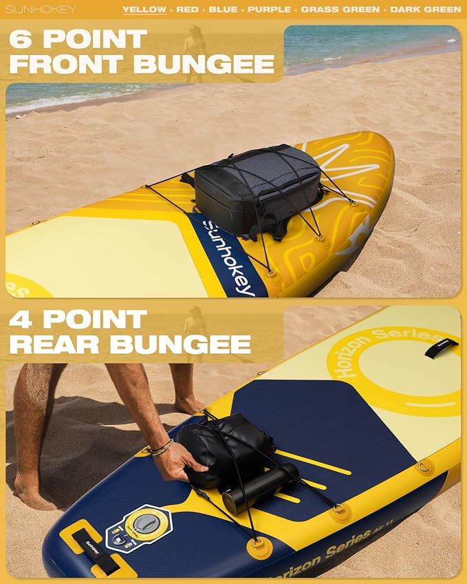 11'×34'' Extra Wide Inflatable Paddle Board with Seam Welded Technology, Stand Up Paddle Board, 420lb Capacity for Adults, Sup Board for All-Level with 2-Blade Paddle/Dual-Action Pump/Leash