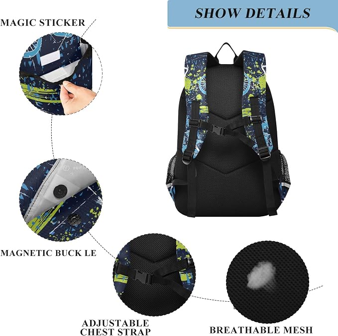 Fisyme Sports Motocross Motorcycles School Backpack Laptop Backpack Bags Bookbag Travel Casual Computer Notebooks Daypack