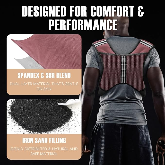NATURELUX Weighted Vest Men or Women - 5/10/15/20/25/30lbs Weights with Reflective Stripe, Weighted Vest for Workout Equipment for Strength Training Running - Walking Weight Loss