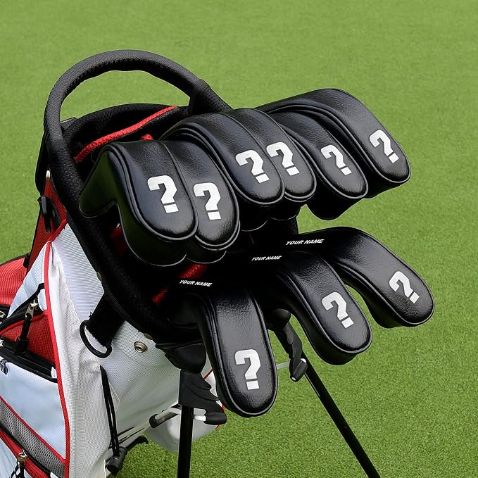 BIG TEETH Golf Hybrid Iron Head Cover 9Pcs, Long Hybrids Iron Covers Head Covers Set, Golf Club Covers W/Big NO. Fits for Cleveland Launcher Cobra T Rail Hybrid Irons