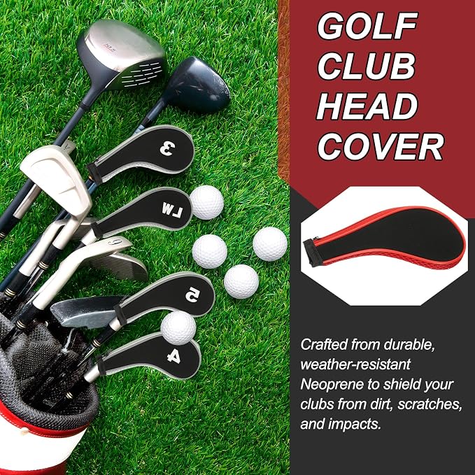 PATIKIL Golf Club Head Cover, Number Golf Club Irons Covers Neoprene Driver Headcover Golf Lovers Gifts