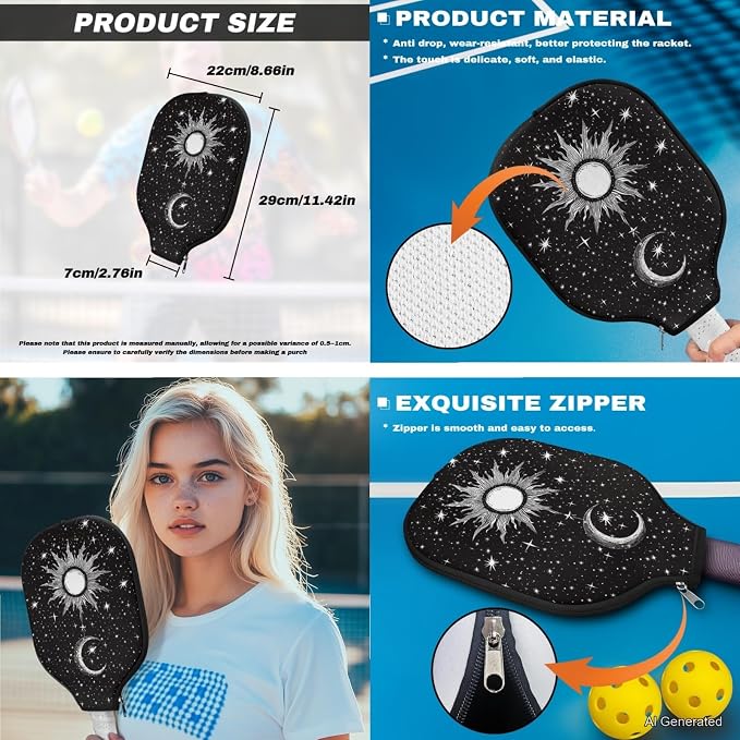 Pickleball Paddles Set 3PCS Pickleball Paddle Case Pickleball Racket Pickleball Bag Ideal for Beginners Gifts