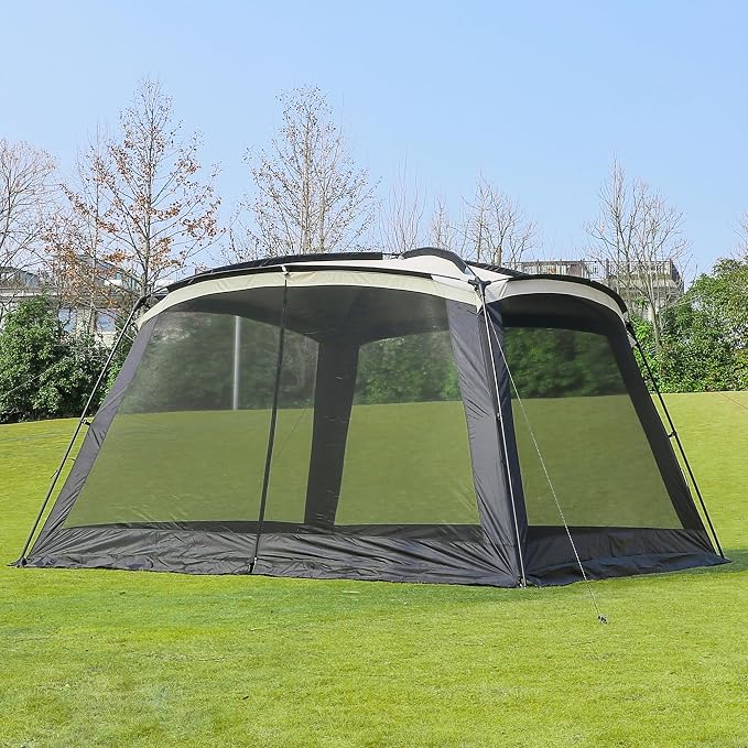 GREGIN Screen House Room 11x11 Ft Mesh Net Tent Canopy Shelter Gazebo, Easy Setup & Waterproof & Sunshade, Suitable for Camping Trip, Backyard, Beach, Picnic