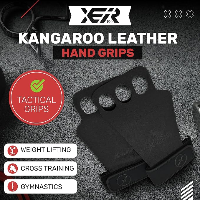 X-GRIPP: Kangaroo Leather Hand Grips for Weight Lifting, and Cross Training - Gymnastics, Grips for Men and Women for Muscle and Pull ups - Tactical Grips