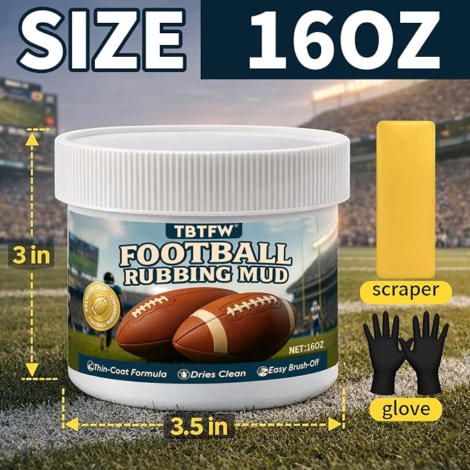 TBTFW 16oz/8oz Football Rubbing Mud, Newly Upgraded Baseball Mud, The Baseball & Football Mud Used By The Pros, Suitable for Various Leather Ball Sports