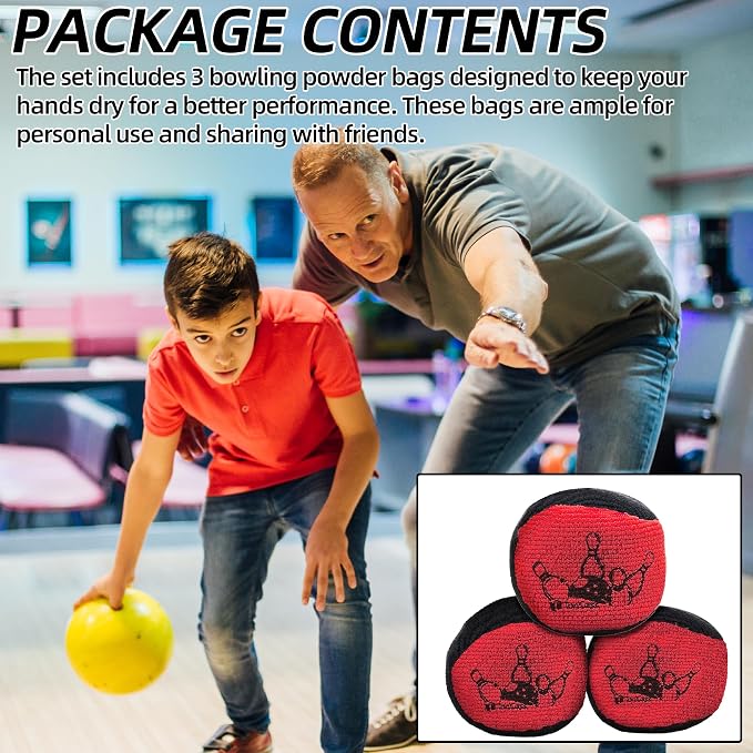 TonGass Microfiber Ultra Dry Bowling Grip Ball, Microfiber Bowling Grip Bags, Bowlings Powder Bag for Hands Use - Black & Red