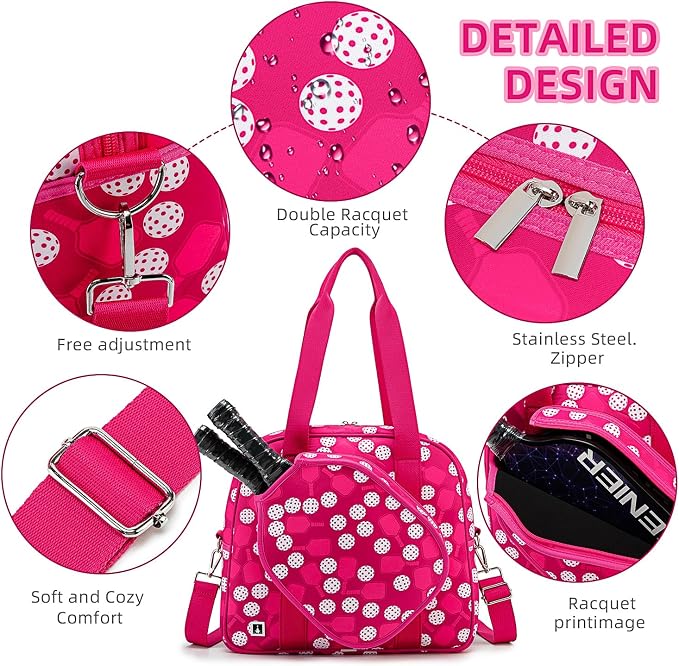 ROYALFAIR Pickleball Bag, Pickleball Tote Bag Large Capacity Adjustable Shoulder Strap for Pickleball Paddle Shoulder Bag, Made of neoprene, Has insulation and waterproof function ﻿