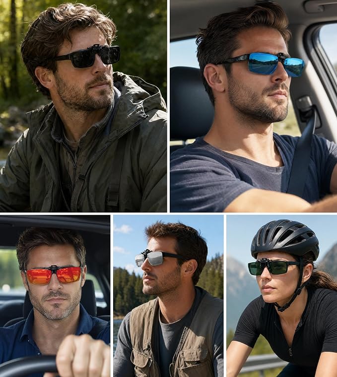STORYCOAST Clip On Sunglasses for Men Women Polarized Fit Over Prescription Glasses Sports Fishing Driving