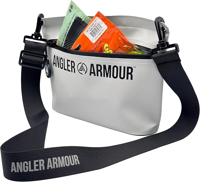 Angler Armour Waterproof Fishing Dry Bag, Fully Submersible Fishing Dry Bags, Heavy Duty Waterproof Gear Storage for Wade Fishing, Kayak, Boat, Jet Ski, Beach & Watersports (Grey, Small 2L)