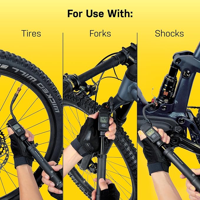 Topeak Mountain Digital 2Stage Bike Pump – Dual-Mode High-Pressure/High-Volume Shock Pump with Digital Gauge, SmartHead ThreadLock & Pressure-Rite Valve System | frame-mount-bike-pumps