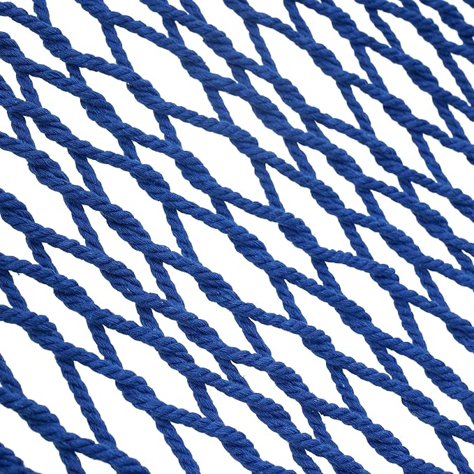 Lazy Daze Hammocks 12FT Double Rope Hammocks, 2 Person Hand Woven Cotton Hammock with Spreader Bar for Outside, Patio, Poolside, FIT 13-15 FT Stand, Max 450 Lbs, Blue, 141 x 57 inches