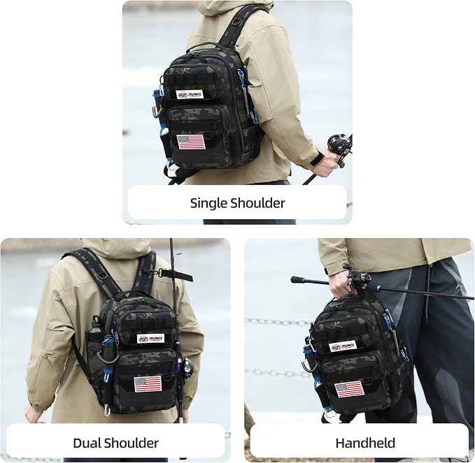 RUNCL Fishing Tackle Backpack, Lightweight Portable Gear Bag, Soft & Comfortable All Day Carry Design, Large Capacity Multi-Pocket Organizer Storage for Bass Fishing, Kayak, Bank & Shore Anglers