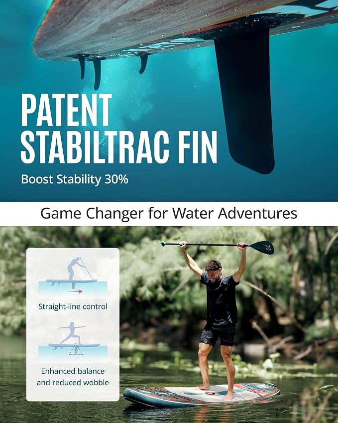ZLX Inflatable Stand Up Paddle Board, 10'6" SUP Non-Slip Stable Deck Pad, Unique Center Fin, Premium Accessories, Paddleboard for Adults, Beginners, All Skill Levels