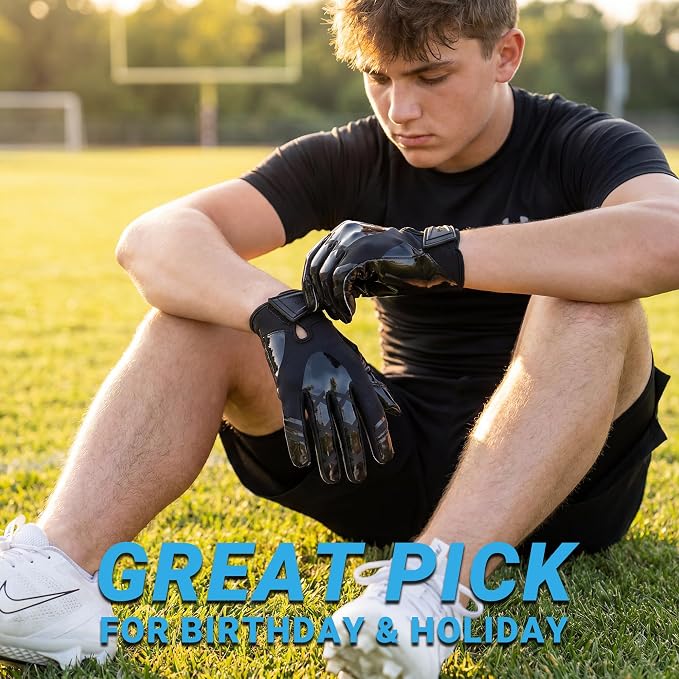 Football Gloves for Youth and Adult Men,Sticky Adhesive Palms Receiver Gloves,Grip Boost Flag Football Accessories Gifts for Family and Friends