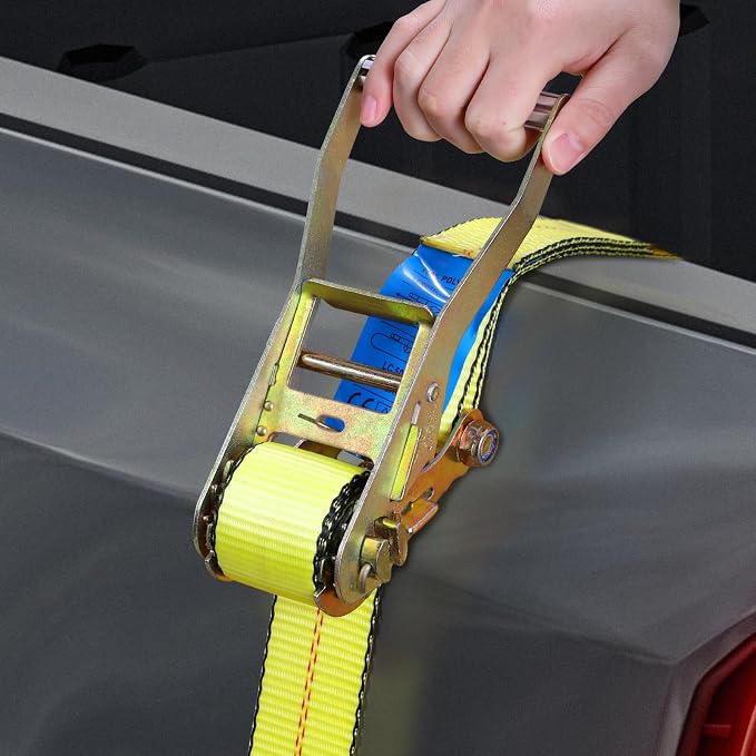 TLGREEN 4 Pack 2 in x 27 FT Double J Hook Ratchet Straps (11,000 lbs Break Strength), Heavy Duty Tie Down Straps for Trucks(Yellow)