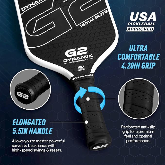 Carbon Fiber Pickleball Paddle 16mm G2, USAPA Approved Raw Carbon Gen2, Pro-Grade Thermoformed Pickleball Racket, Elite Pickle-Ball Paddle for Control, Power & Spin