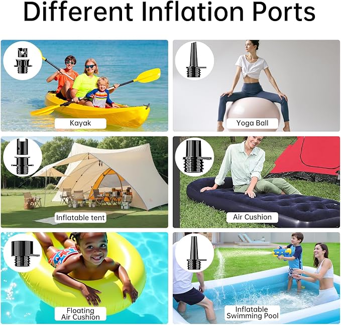 20PSI Electric Paddle Board Pump,USB Rechargeable SUP Pump,Intelligent Air Pump Dual Stage Inflate & Deflate,12V DC Plug for Stand up Paddle Boards,Kayak,Inflatables,Boats,Tent,Kite Wings