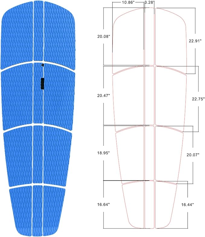 Abahub 12 Piece Surf SUP Deck Traction Pad Premium EVA with Tail Kicker for Paddleboard Longboard Surfboard Black/Blue/Gray/Navy Blue/Orange/White