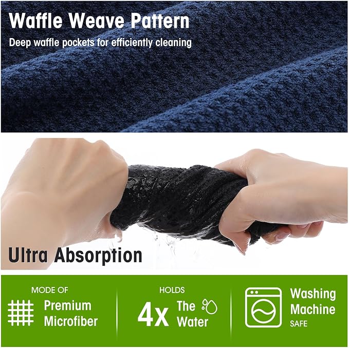 Batiyeer Magnetic Golf Towel Bulk 16" x 16" Microfiber Fabric Towels with Clip Waffle Absorbent Strength Magnet Golf Accessories Ball Cleaner for Carts Men