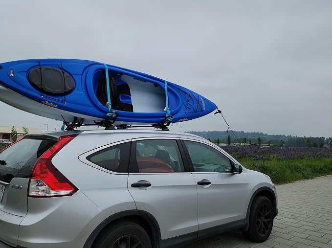 2 Pairs Kayak Roof Rack for Car Top Roof Mount Carrier | J Cross Bar, Canoe Boat Compatible