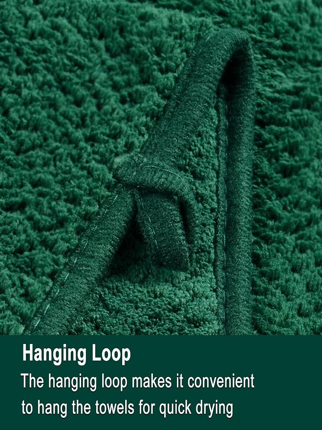 Extra Large Bath Sheets Set 6-Piece, 2 Bath Towels 40x80 Inches, 2 Hand Towels, 2 Washcloths, Soft Absorbent Quick Dry Microfiber Towels for Bathroom Beach Pool Gym Spa, Dark Green