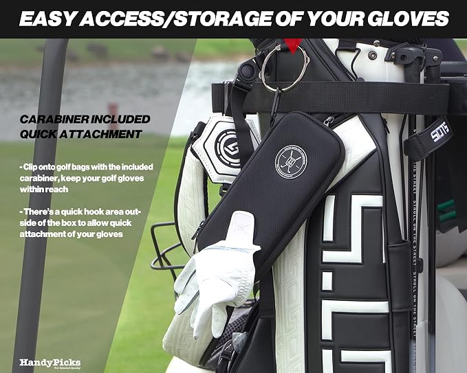 Handy Picks Performance Golf Glove Case - Golf Gloves Holder Case That Protects n Keeps Your Golf Gloves Neat n Dry - Air Flows Through on The Back Cover to Let The Moisture Out