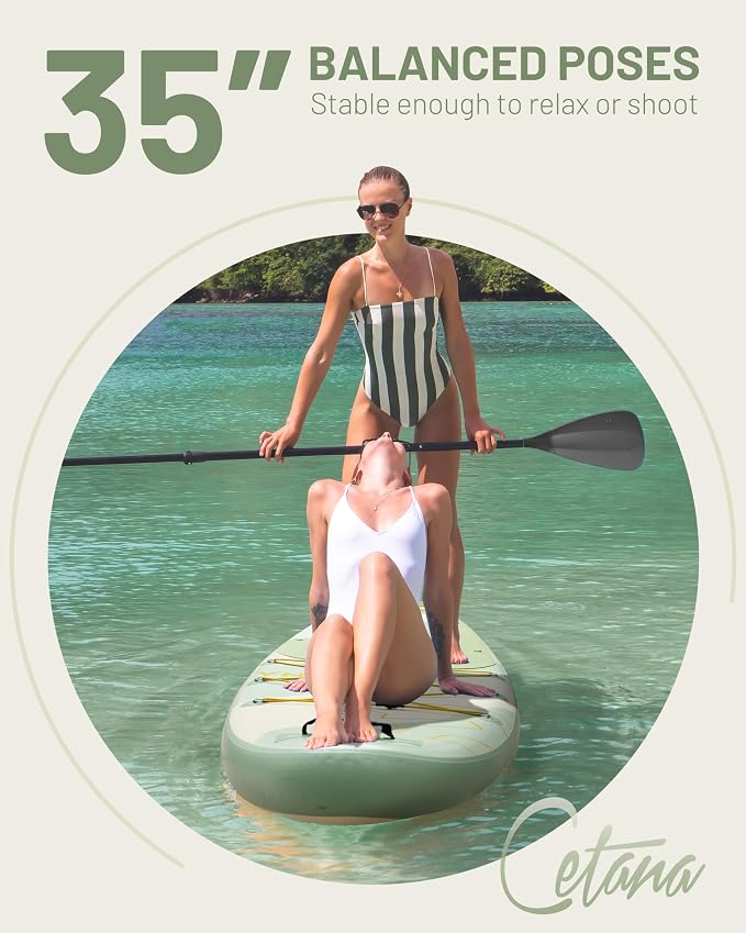 CETANA Extra Wide Inflatable Paddle Board 11'6 x 35" x 6", 450LB High Weight Capacity Wide Stable Stand Up Paddle Board for Beginners, 2–3 Person Large Paddleboard with 3 Fins, Dual Bungee, 15 D Rings