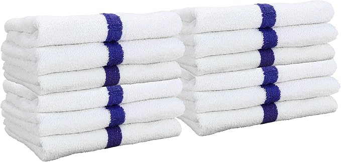 Arkwright White Hand Gym Towels - Pack of 12 - Bulk 100% Cotton Soft Quick Dry Sweat Absorbent Hotel Quality Towels for Workout, Bathroom, Spa, Pool, 16 x 27 in, Blue
