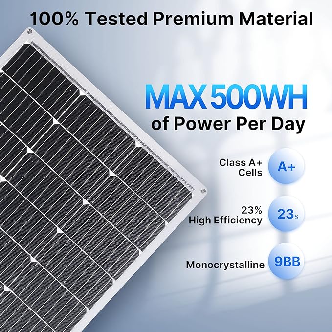 2PCS 100W 12V Flexible Solar Panel 9BB Monocrystalline Cell 12 Volt Semi-Flexible for Marine RV Trailer Boat Cabin Van Car Uneven Surfaces 12V 24V Battery Charge