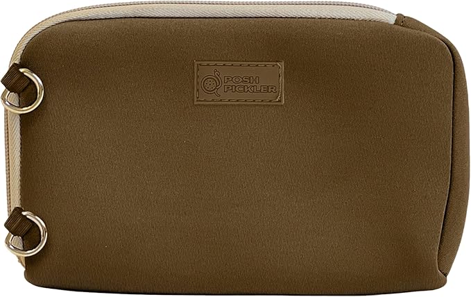 Posh Pickler Clip-On Expandable Neoprene Pouch with Zipper, Weather-Resistant Design, Secure Storage for Keys, Card, Compatible with Crossbody Paddle Cover & Strap, pickleball gifts 7.7" L x 5" W