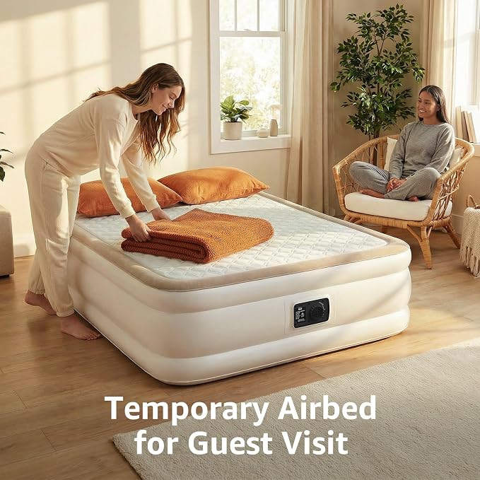 YENING Foam Air Mattress Queen with Built in Pump 18 Inch Tall Queen Size Inflatable Bed Self Inflate Blow up Airbed
