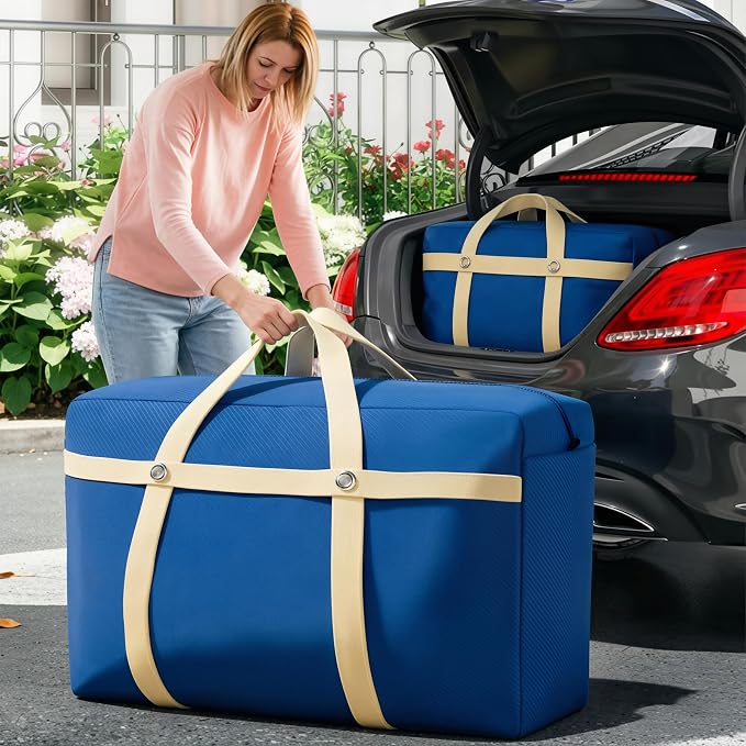 2 Pack Heavy Duty Moving Storage Bags with Reinforced Handles | Large Foldable Moving Bags for Storage and Moving,Durable Extra Large Thick Canvas Moving Totes,waterproof oxford fabric